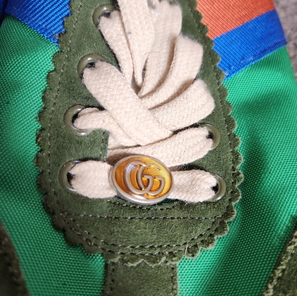 Men's green web accent Gucci low top sneakers size 11 - Picture 9 of 11